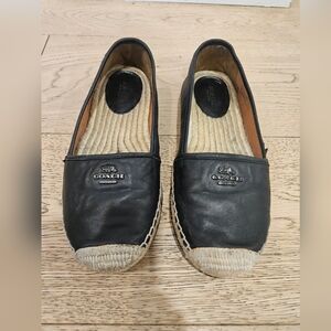 Coach Rhodelle Espadrilles Black Leather Size 7